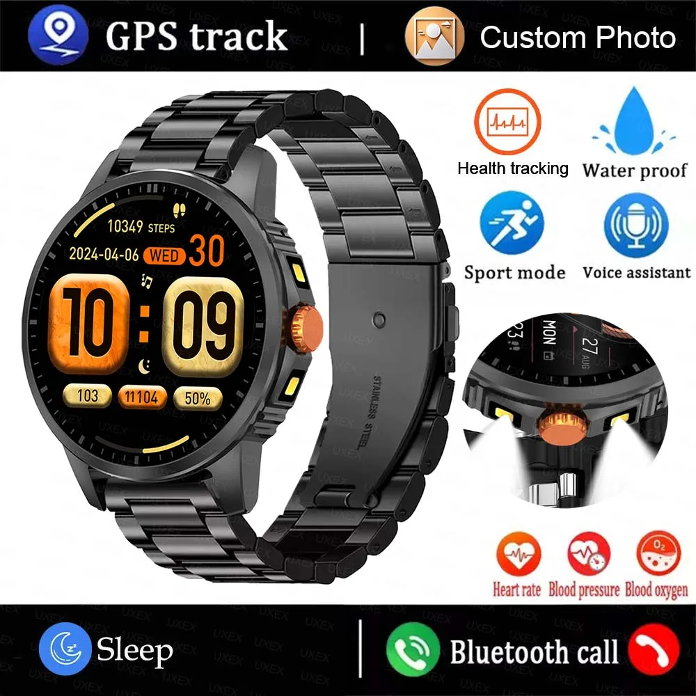 

2026 New With 2 Flashlights Smartwatch For Men 1.5 HD Sports Watch BT Call Health Tracker Custom Photo Using With Outdoor Watch