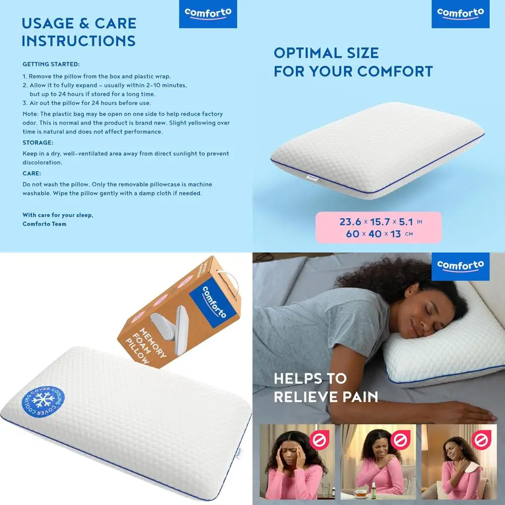

Orthopedic Cooling Memory Foam Pillow for Neck and Shoulder Support – Ergonomic Contour Pillow for Sleep Relief