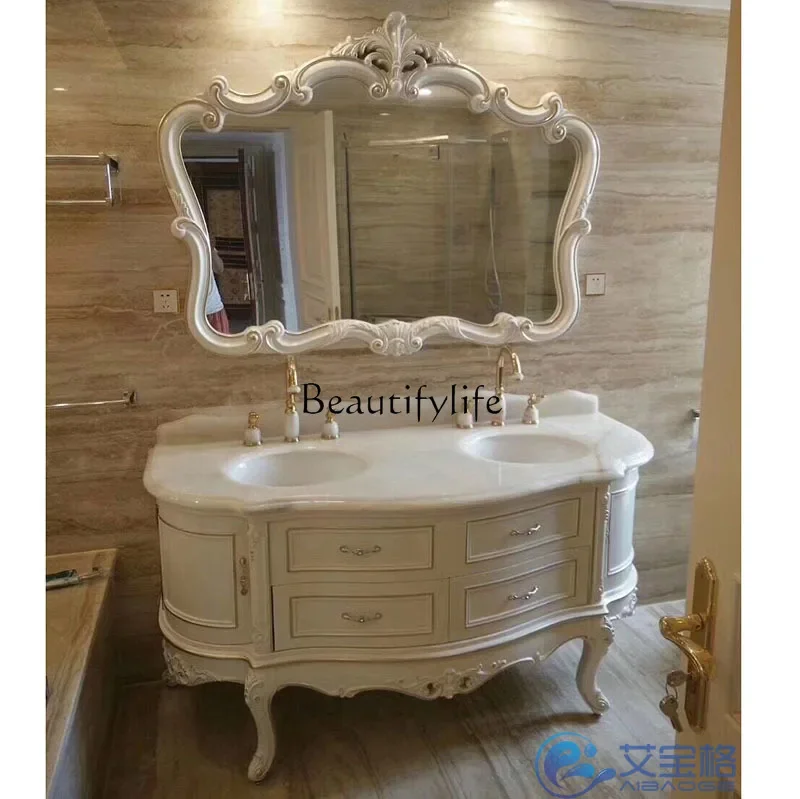 

Light Luxury Very pretty High end European Bathroom Cabinet Oak Washbasin Combination Cabinet Hand Washing