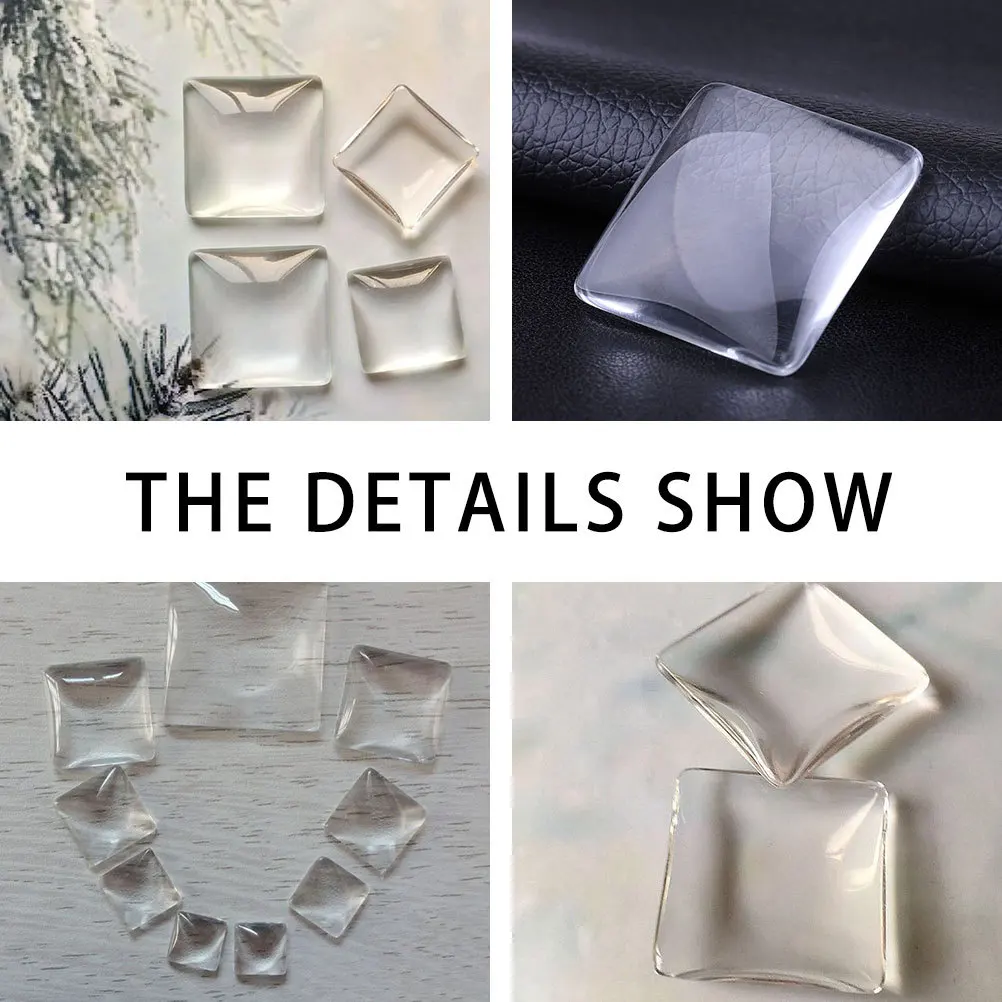 

100Pcs Crystal Glass Cabochons 25Mm Mixed Colors Square Flat Back for DIY Jewelry Making Crafts Photo Pendant