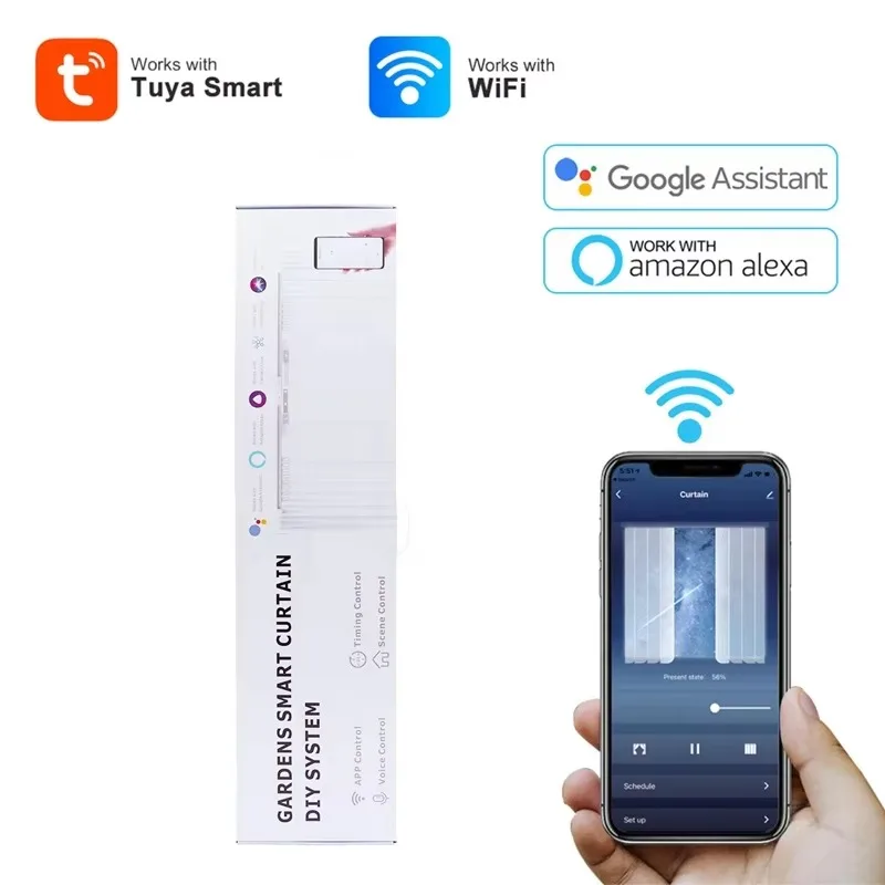 Garden Cheap Popular RF433 TUYA App Splicing Track Smart Curtain Drivers Rod Silent Smart Life 5.2M Customize
