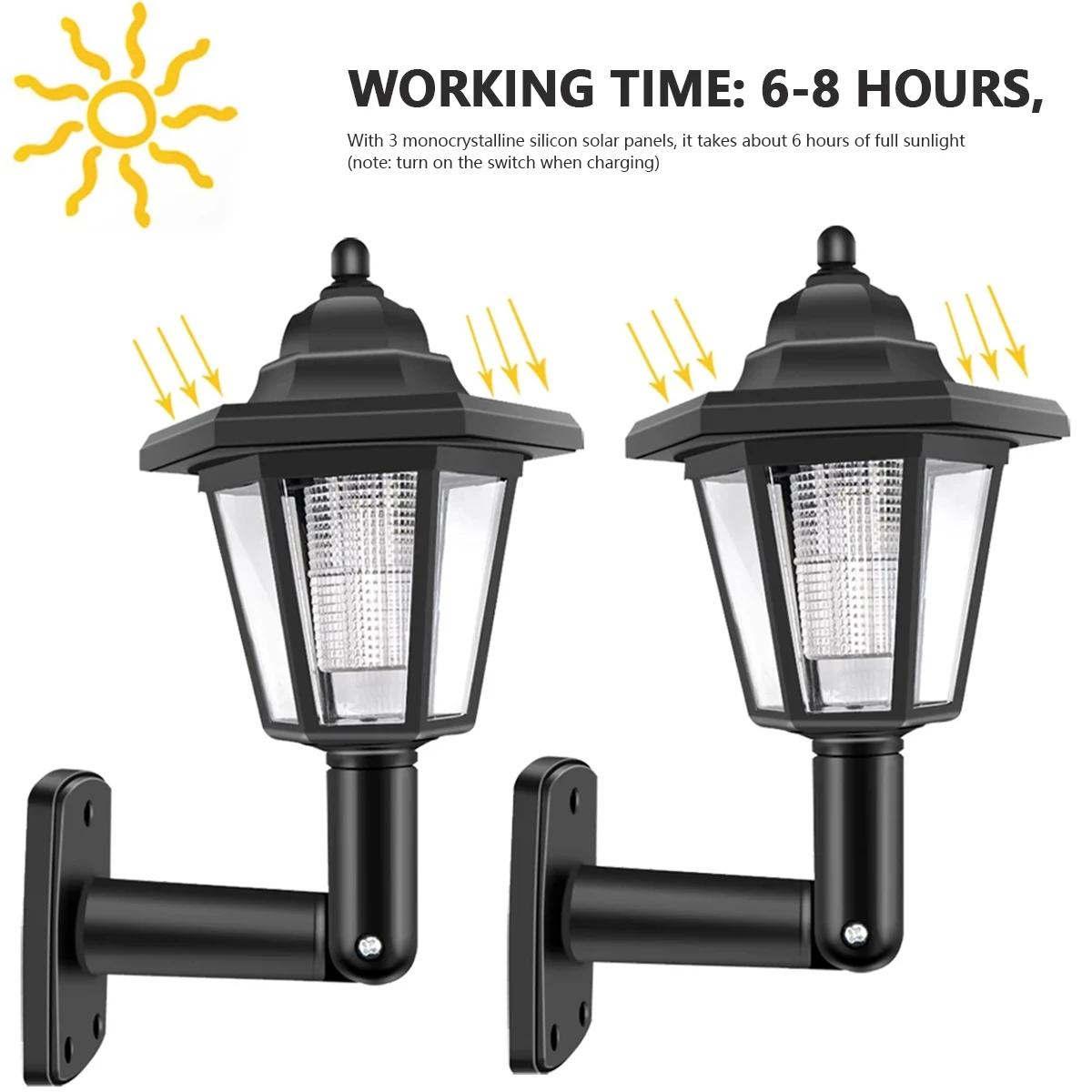 Solar Wall Lights Outdoor Garden Fence LED Wall Light Waterproof Hexagonal Landscape Induction Walls Light for Garden Fence