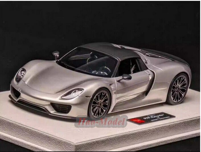 MakeupMU 1/18 For Porsche 918 Spyder Resin Diecast Model Car Simulation Toys Boys Birthday Gifts Hobby Display Collection Silver