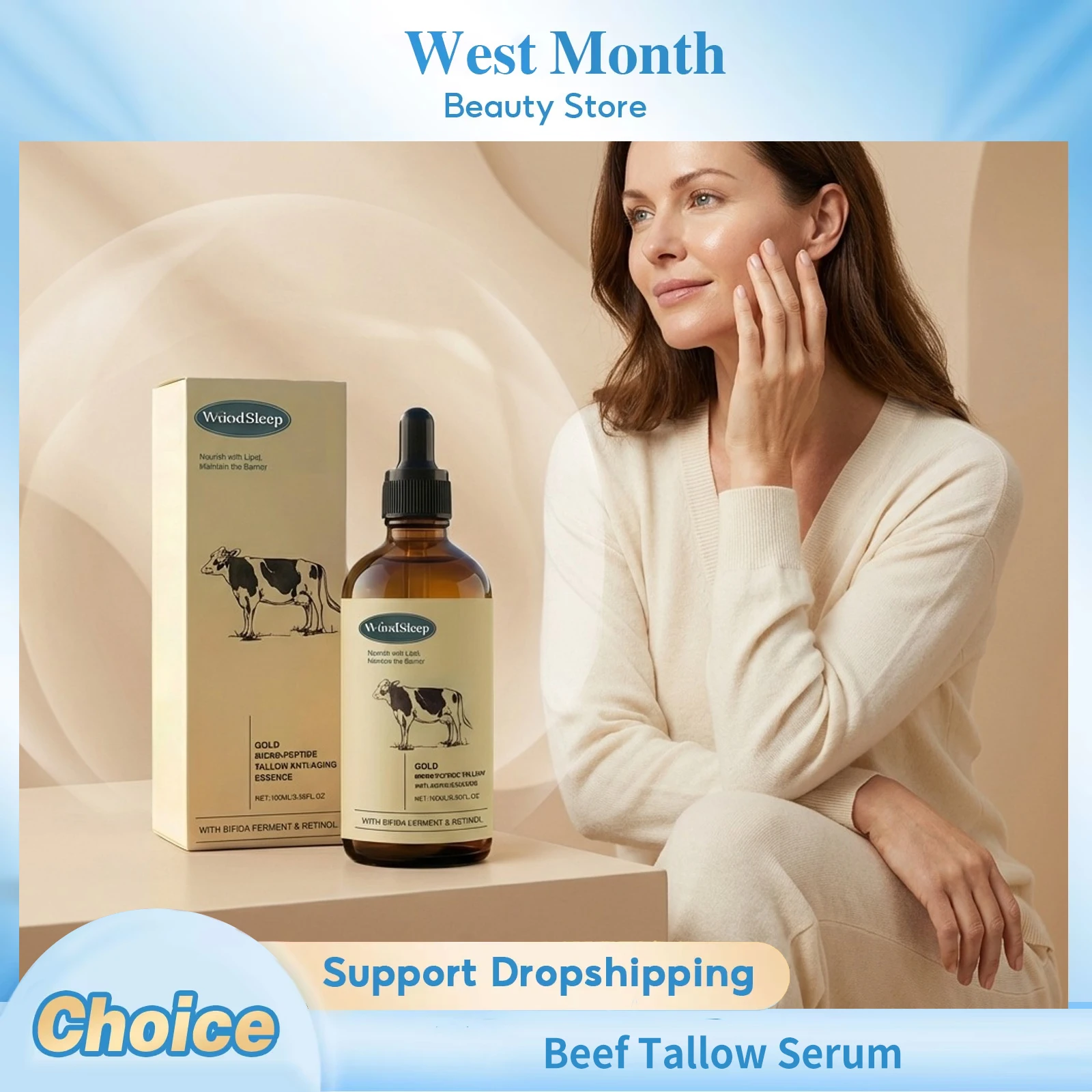 

Beef Tallow Nourishing Serum Repair Dry Damaged Skin Brightening Soothing Glowing Reduce Wrinkles Soft Rejuvenation Face Serum