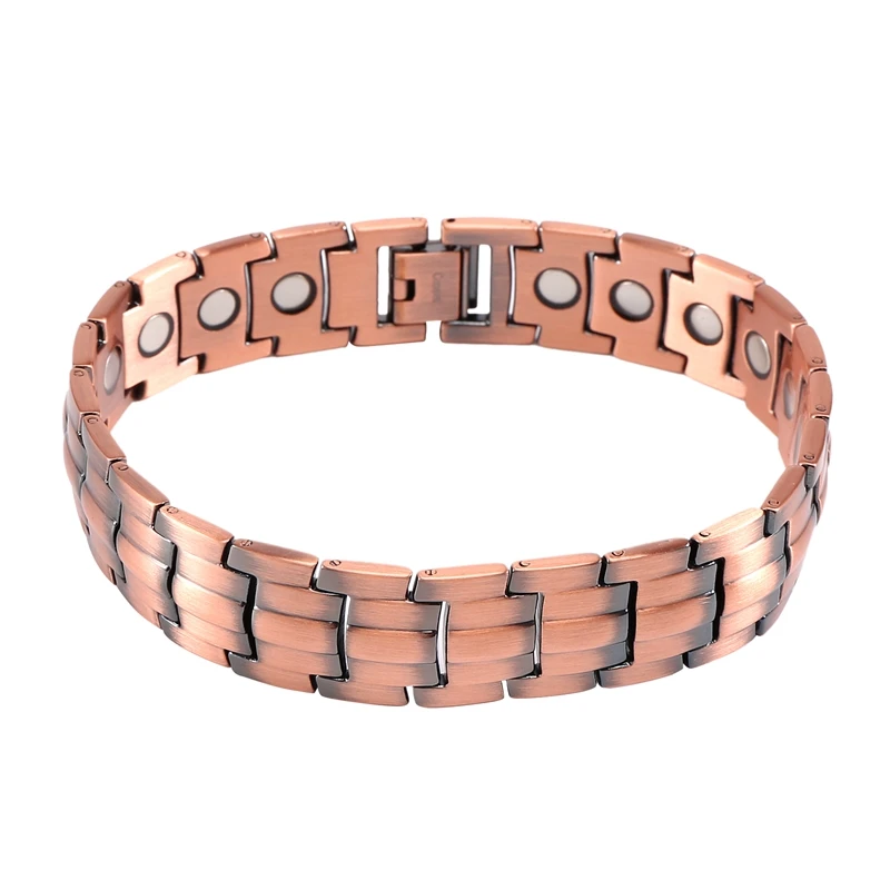 Pure Copper Bracelet Men Energy Germanium Magnetic Bracelet Copper Vintage Hologram Chain & Link Bracelets For Men