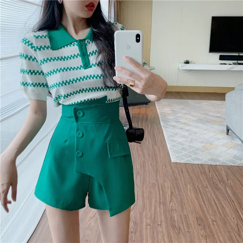 Female Shorts Summer Fashion 2024 Two-piece New Women\'s Short Sets 2 Pieces Classic Coordinated Novelties Matching Casual Trends