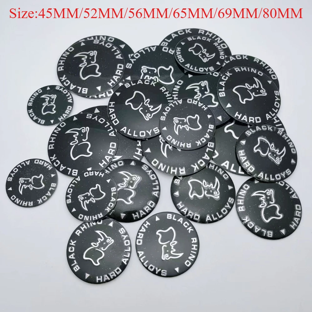 

4pcs 45mm 52mm 56mm 65mm 69mm 80mm Black Rhnio Logo Emblem Car Wheel Stickers Accessories for Car Wheel Center Cap Badge Replace
