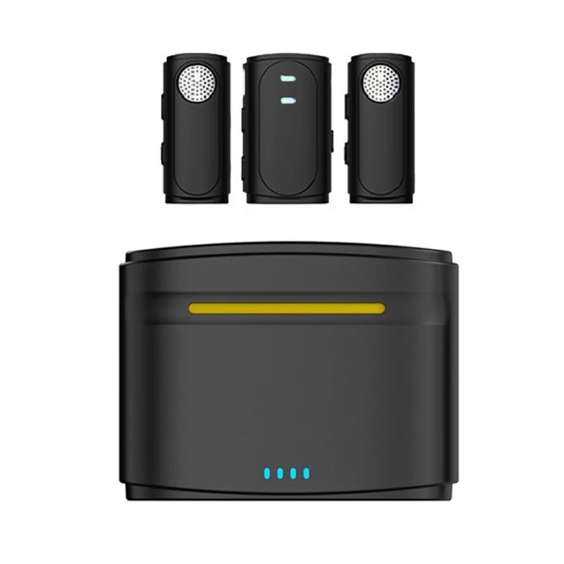 Wireless Lavalier Microphone Mini Portable Lapel Mic Dual-Channel Audio Video Voice Recording For Live Audio