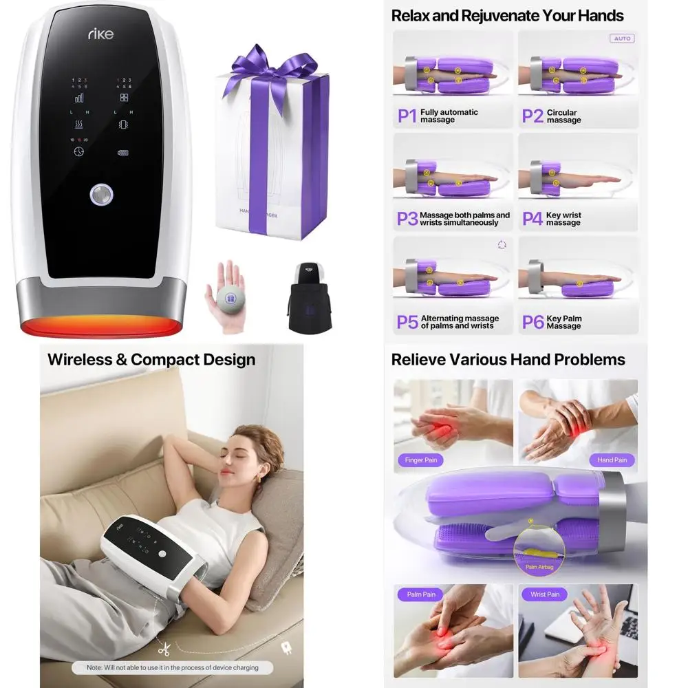 

6-Mode Hand Massager with Heat & Compression for Arthritis Relief, Ideal Christmas Gift for Women & Adults