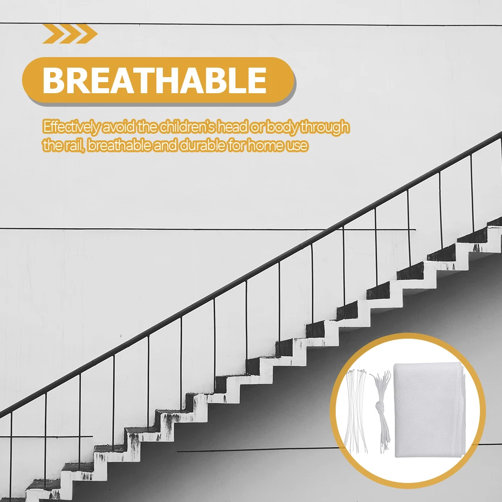 

1 Set Stair Safety Net High-Grade Mesh Durable Child Pet Barrier Balcony Deck Railing Protection 2X0.9M Easy Install Trim Indoor