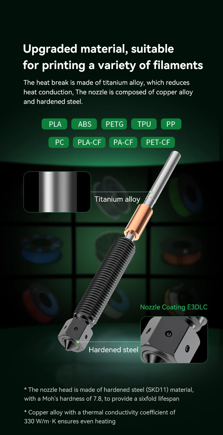 Creality E3D Obxidian Nozzle 0.4mm 0.6mm 0.8mm for K2 Plus