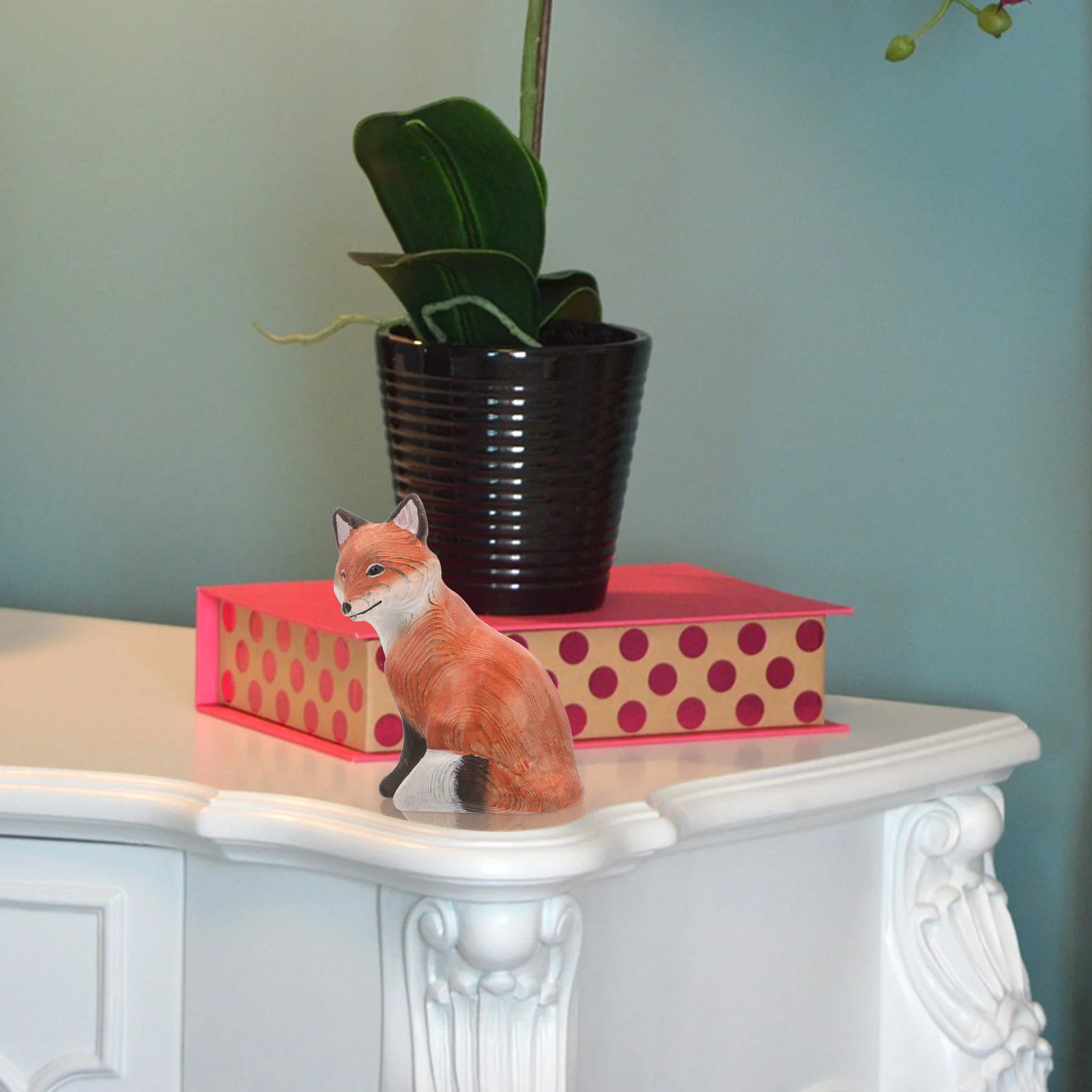 

Fox Statue Wooden Animal Figurines Small Desktop Decor For Home Office Mantelpiece Tabletop Craft Ornament Pcs
