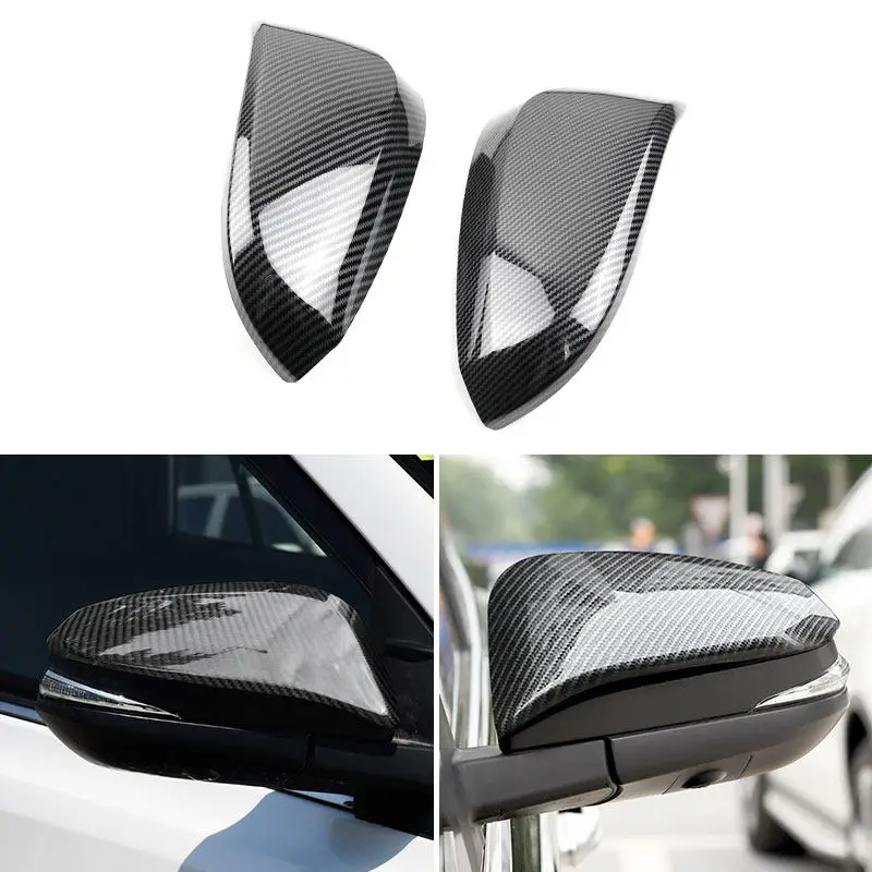 Car Side Rearview Mirror Cap Cover Trim For Toyota RAV4 Hilux Revo 2015-2018 Innova Fortuner ABS Carbon Fiber Inner Accessories