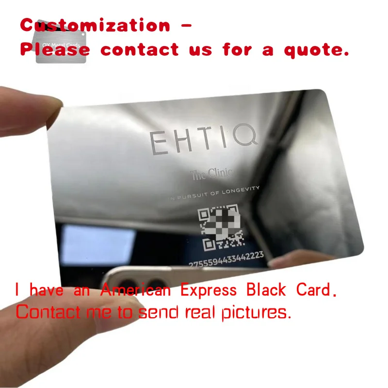 

на заказ.Роскошное зеркало по индивидуальному заказу, серебряное металлическое визитное карточку, лазерная гравировка, корпоративная VIP-печать металлов премиум-класса Pr