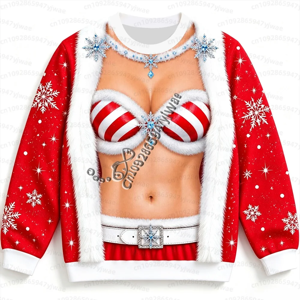 26 Herren Damen Winter Lustiger Fake-Muskel 3D-Druck Hässlicher Weihnachtspullover Fitness Sport Langarm-Pullover Sweatshirt Herren Hoodies – Detail 11