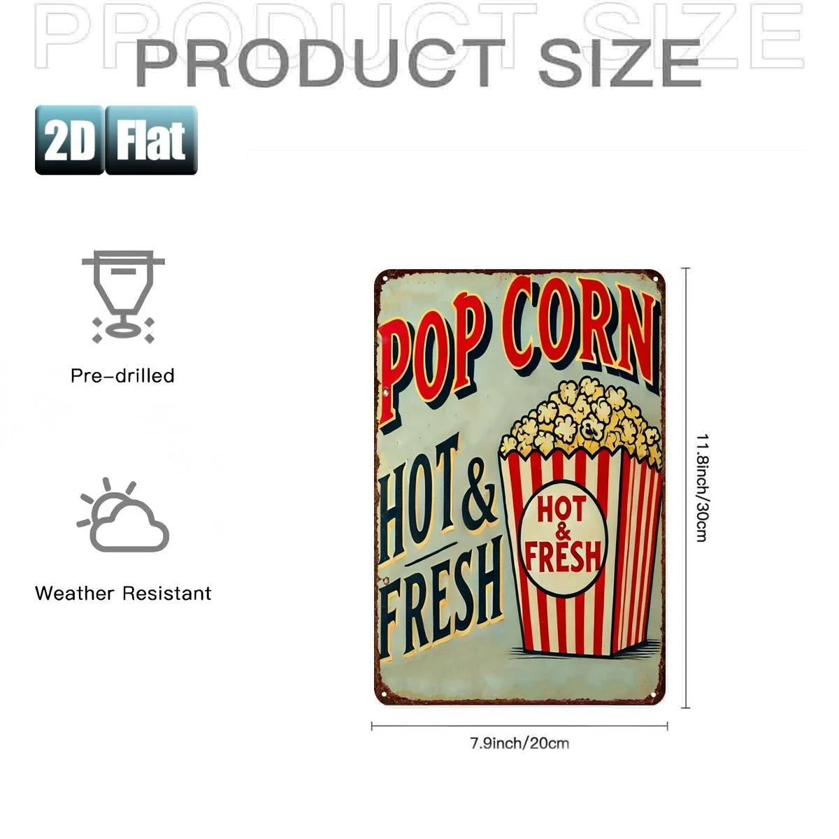 Vintage Metal Tin Sign Popcorn Movie Snack 8