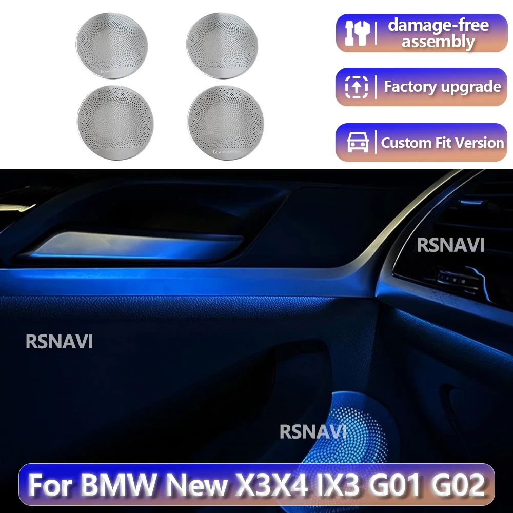 RGB color streamer For BMW New X3 X4 IX3 G01 G02 2022+ Speaker Cover Grille Car Midrange Tweeter Metal Horn Cover Decorated