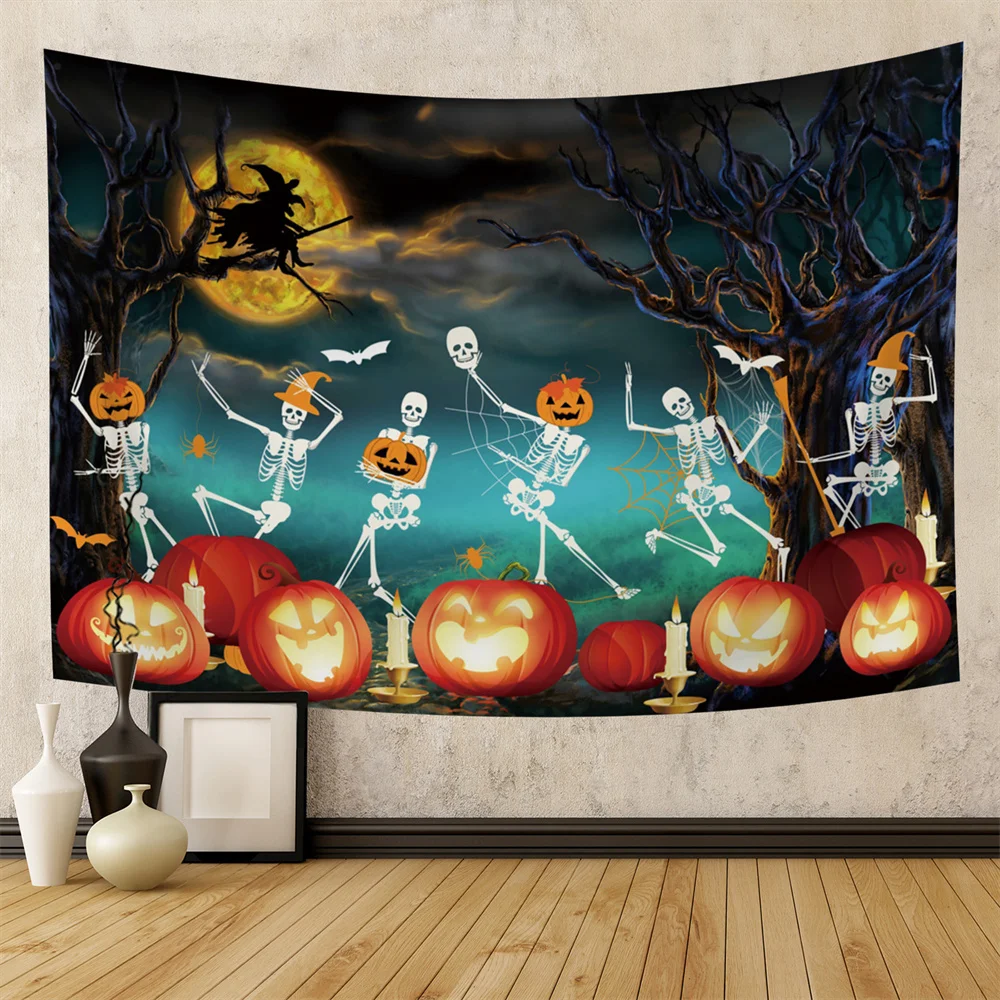 Pumpkin Lantern Wall Hanging Tapestry Hippie Magic Castle Ghost Home Decor Horror Devil    Backdrop Cloth