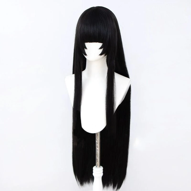 100 cm Nero Lungo Rettilineo Donna Capelli Simulati Primi Sette Storie Strane Principessa Parrucca Cosplay Indossare Quotidiano Appuntamento Capelli Pieni
