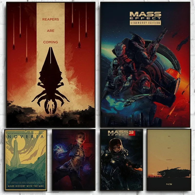 

Массовый эффект, классические видеоигры, винтажный постер, ролевая игра, стрельба, холст, живопись, настенное искусство, настенное искусство для гостиной, домашний декор