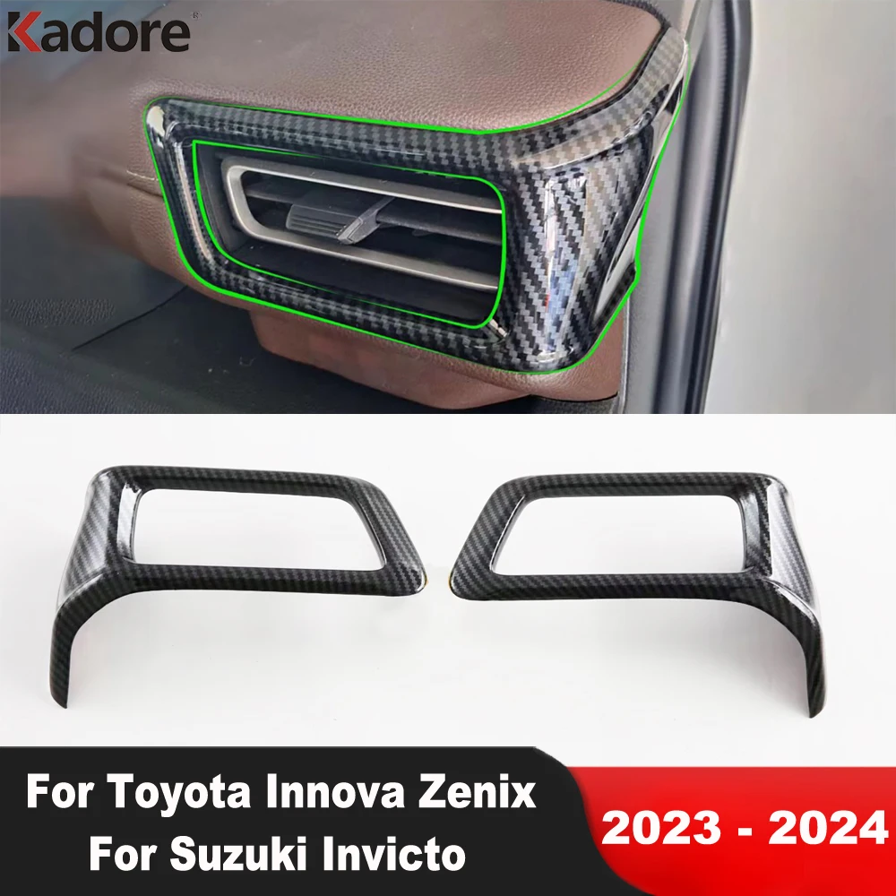 Cubierta de salida de aire acondicionado para coche, accesorio embellecedor de carbono para Toyota Innova Zenix, Suzuki Invicto 2023 2024