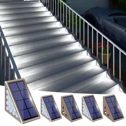 Solar Step Lights Outdoor Waterproof IP67 Solar Powered Stair Lights Triangle Solar Deck Lights for Outside Garden Patio Yard