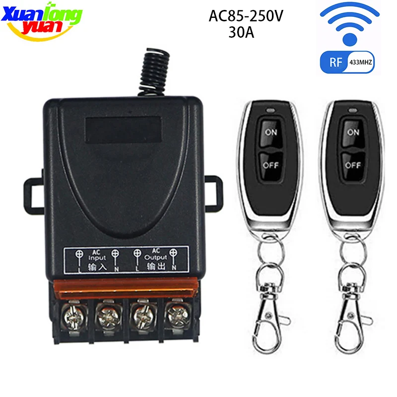

433Mhz High Power Wireless Remote Control Switch AC85-250V 110V 220V 30A For Factory Farm Office Exhaust Fan Pump Ceiling Lamp