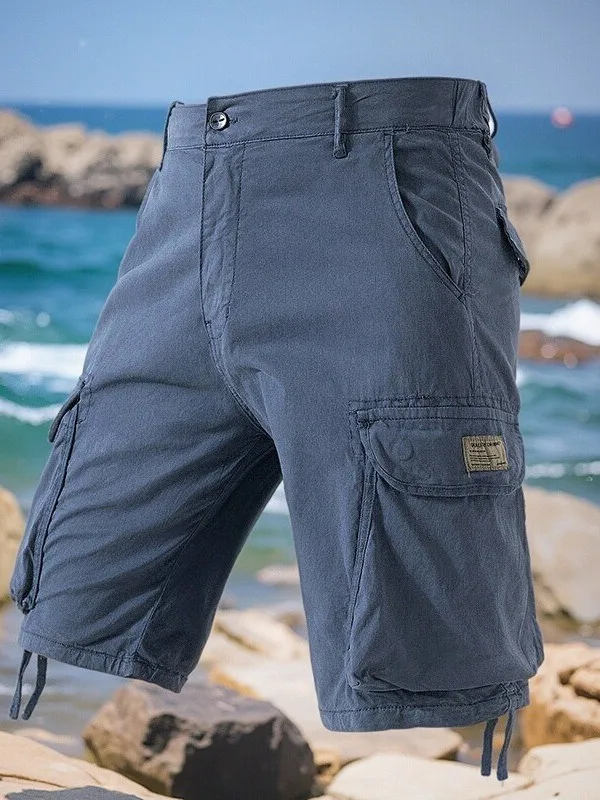 

Новинка 2025, мужская летняя рабочая одежда, свободная посадка, пять кетов, высокая талия, прямые брюки, повседневная модная хлопковая одежда в стиле милитари