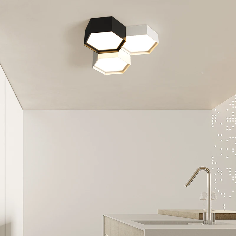 Nordic preto e branco luzes de teto, sala de estar, sala de jantar, design criativo lâmpadas, cozinha, quarto, luminária interior