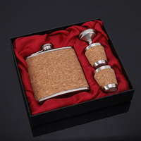 8oz Portable Flagon Hip Flask set cloth with cups leather for Whiskey Vodka Wine Pot Alcohol outdoor gift box Drinking Bottle