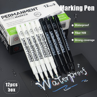 3/6/12 Pcs Waterproof Marker Pen White Black Inks 2mm Tip For Rock Painting Stone Ceramic Glass Wood Tire Fabric Metal Canvas