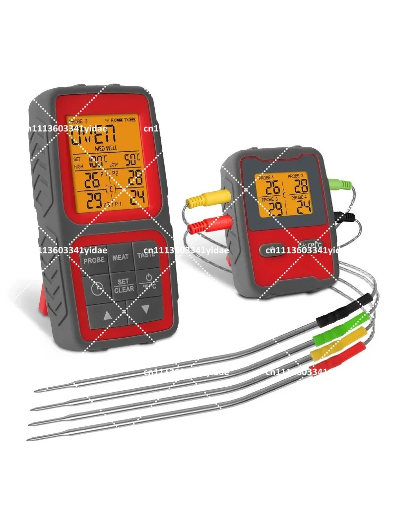 

Wireless 4-Probe BBQ Thermometer 4-Channel Backlit Display for Kitchen Meat Cooking Grilling