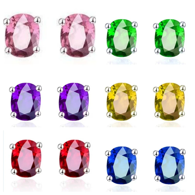 Chenrui Fashion Simple and Versatile Temperament Single Diamond Colored Zircon Earrings High End Daily Travel Accessories