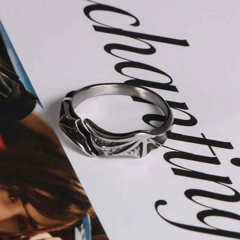 السماء والشيطان، خاتم الجناح، حلقة مفتوحة، خاتم الزوجين، مجوهرات من الفولاذ المقاوم للصدأ SA1194 #3