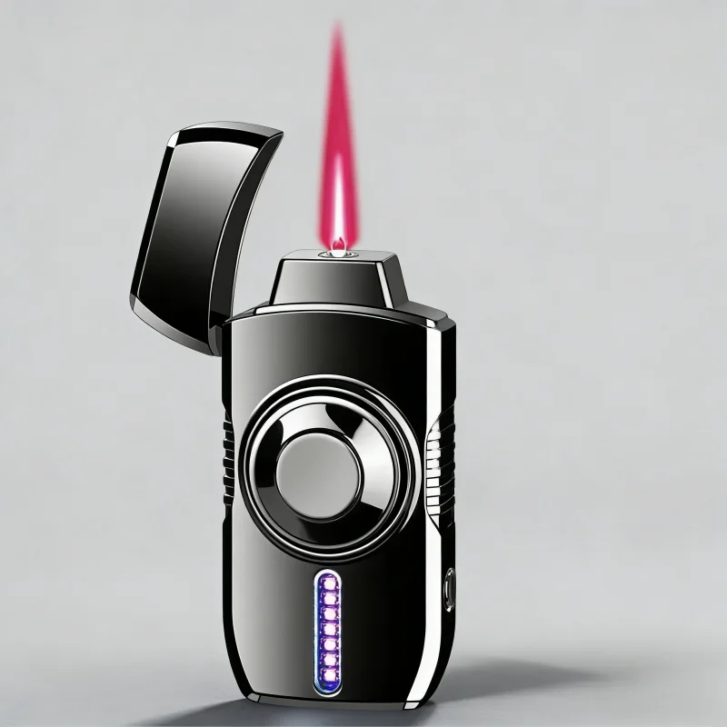 2026 Hot New Cool Color Light Fingertip Gyroscope Voice Controlled Ignition Windproof Red Flame Butane Gas Lighter Funny Electri