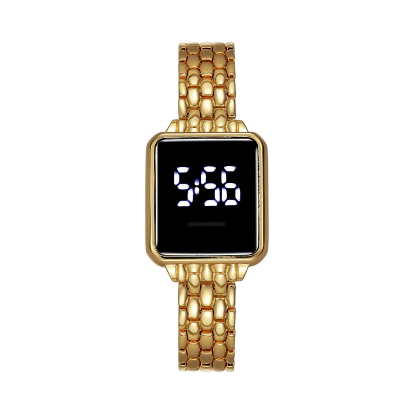 ساعة يد نسائية فاخرة بإضاءة عصرية كاجوال بنمط مربع وشاشة LED ساعة يد نسائية ملابس يومية تتطابق مع الديكور