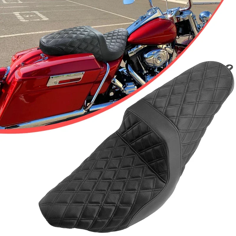 

Motorcycle Two-Up Seat Rider Saddle Driver Passenger Cushions For Harley Touring CVO Road King Electra Glide Ultra Limited 08-23