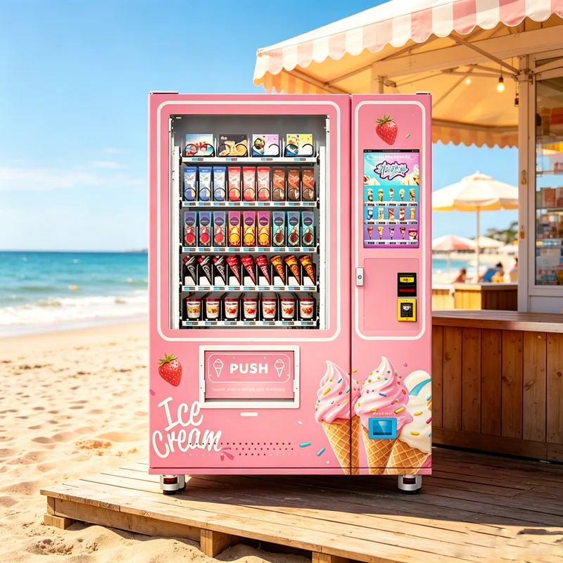 Smart Frozen Food Ice Lollies Vending Machine Popsicle Vending Machine Ice Cone Vending Machine with Inches Touch Screen OME