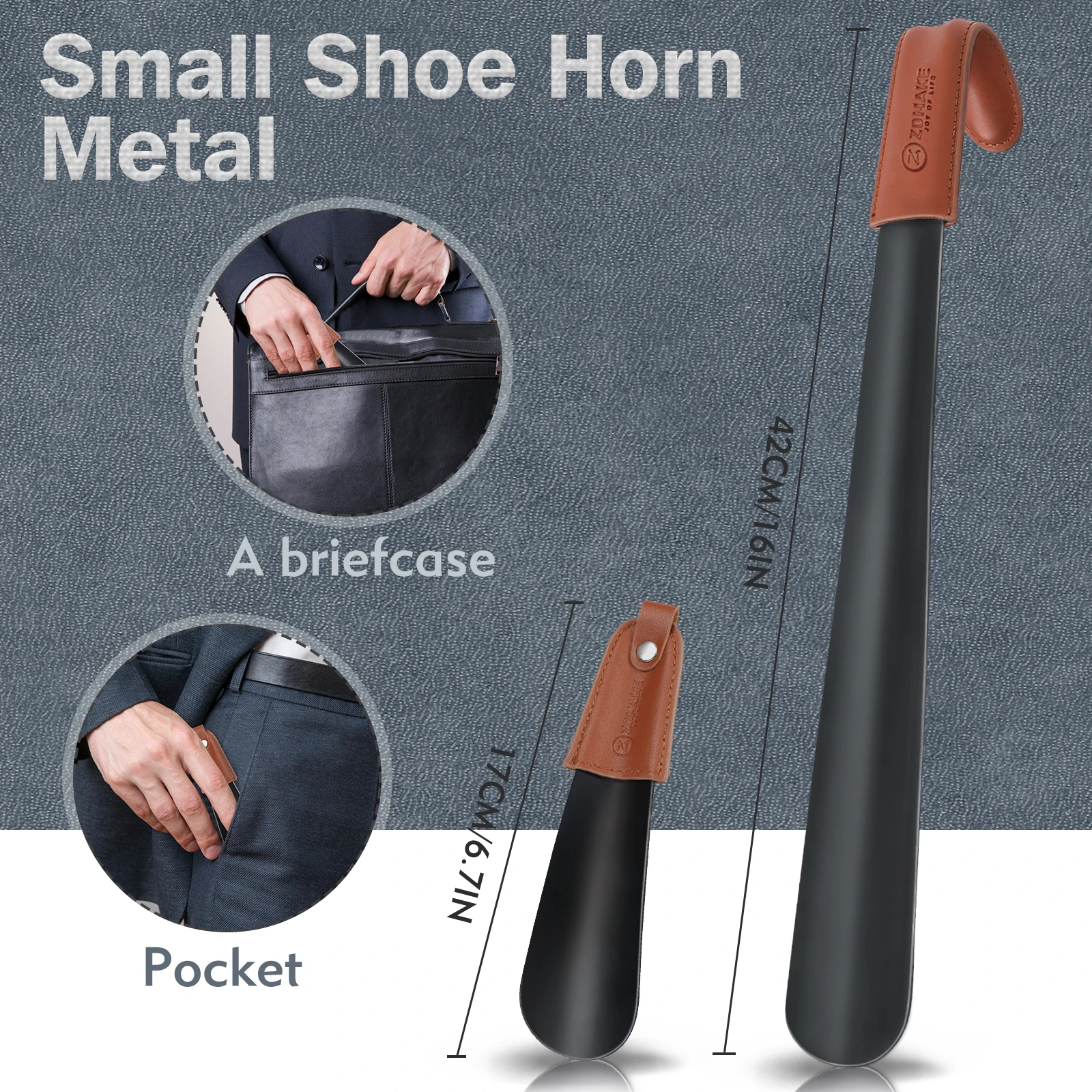 

16‘’ Metal Shoe Horn Long Handled Stainless Steel Shoehorn Shoe spoons With Mini Shoe Lifter 6.7 Inch Shoe Horn for Travelling