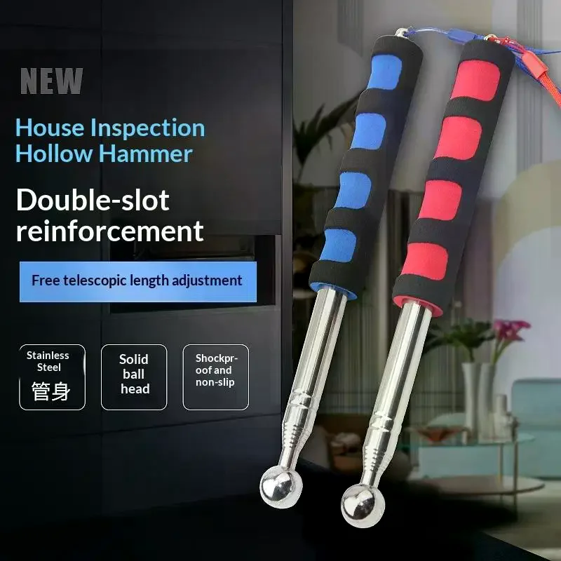 Telescopic Rod Detection Hammer 115cm Thickened Telescopic Rod Hollowing Detection Hammer For House Decoration Inspection