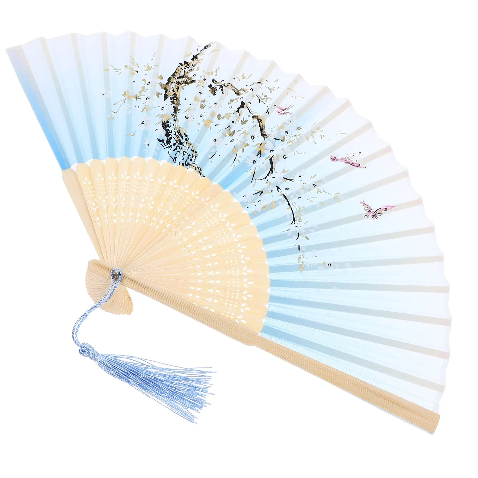

Bamboo Folding Fan Vintage Hand Fans Foldable Cloth Decorative Chinese Style Adornment Retro Fans Classic Dance Party Prop Home