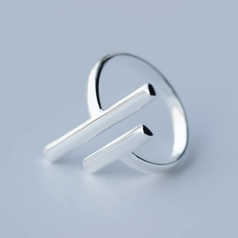 100% 925 فضة مجوهرات راقية 925 خواتم هدايا s925 للنساء اكسسوارات 2018 2 بار خواتم عصرية بسيطة للطلاب #3