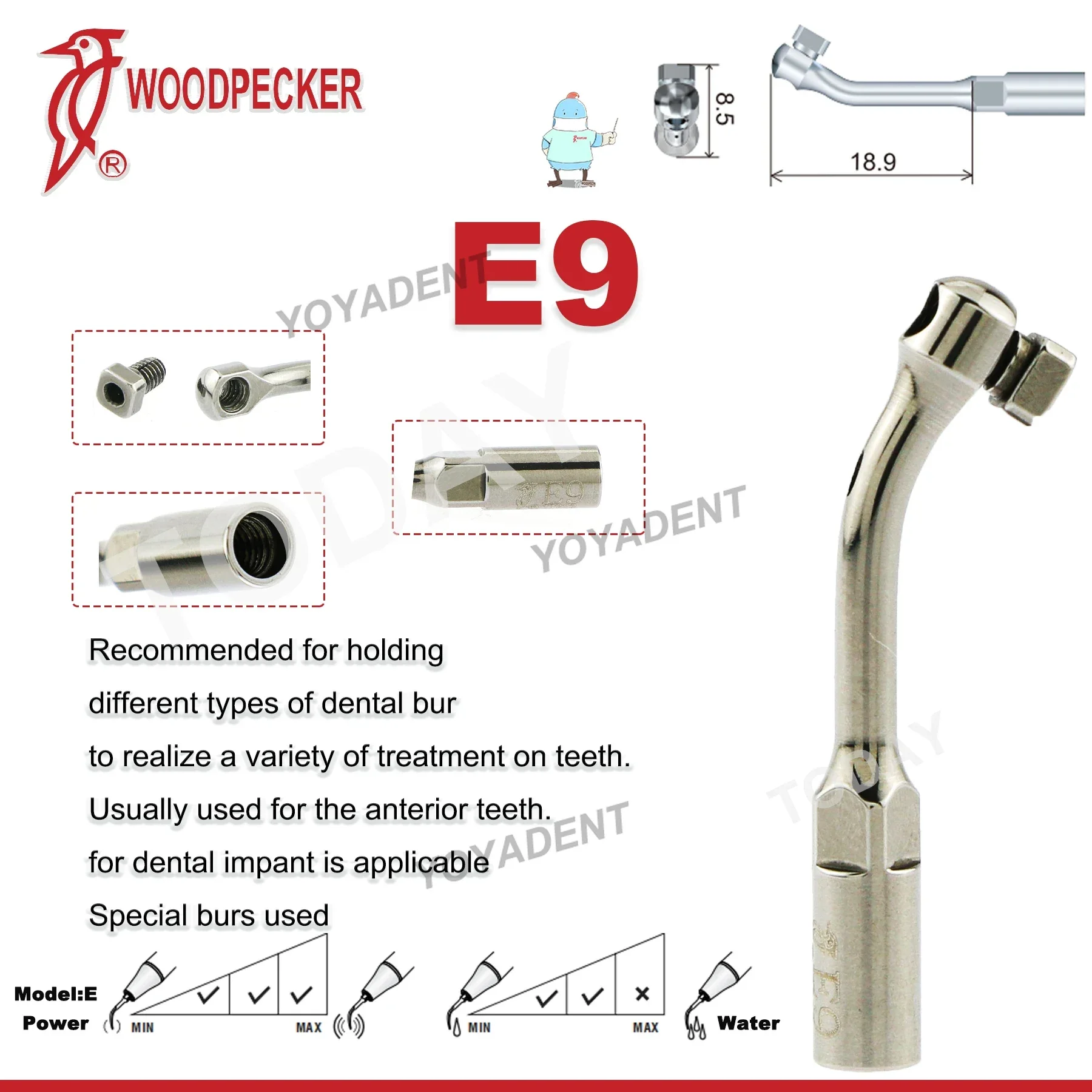 Specht Tandheelkundige Ultrasone Piezo Scaler Handstuk LED HW-5L Scaling Tips Fit UDS EMS Ultrasone Scaler Tandheelkundige Gereedschappen