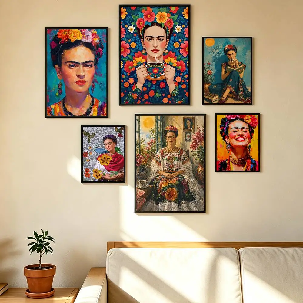 Art F-Frida K-Kahlos Painting Poster Waterproof Wall Art Sticker For Bar Living Room Vintage Decor High Quality Print Gift