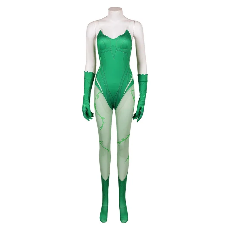 

asdh8@ Ivy Cosplay Women Fantasy Green Jumpsuit Gloves Costume Movie Dark cos Legion Disguise for Halloween Carnival Party SuitC