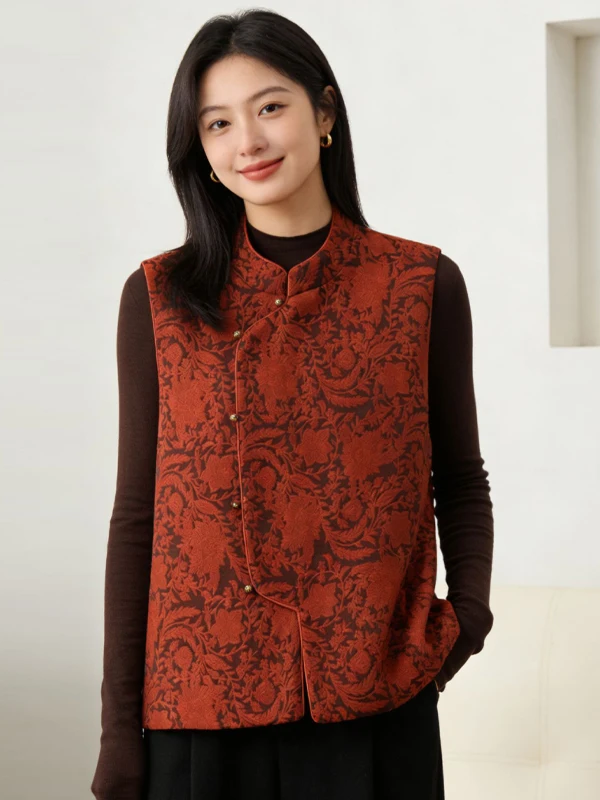 

Ladies Svel Floral Embroidery Vest Spring New Chinese Sle Materni Wear Comfortable Polyester Open Cardigan