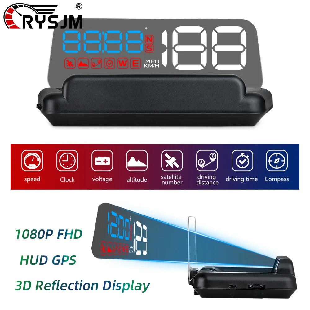 

T900 GPS C500 OBD Проекционный дисплей HUD для автомобиля: спидометр, напряжение, высота. Автомобильные электронные аксессуары с сигнализацией превышения скорости и напряжения.