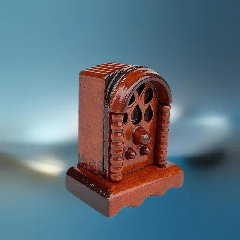 1/12 Dollhouse Vintage Simulation Wooden Radio Model Dollhouse Miniature Furniture Decoration Dolls House Home Decor Accessories