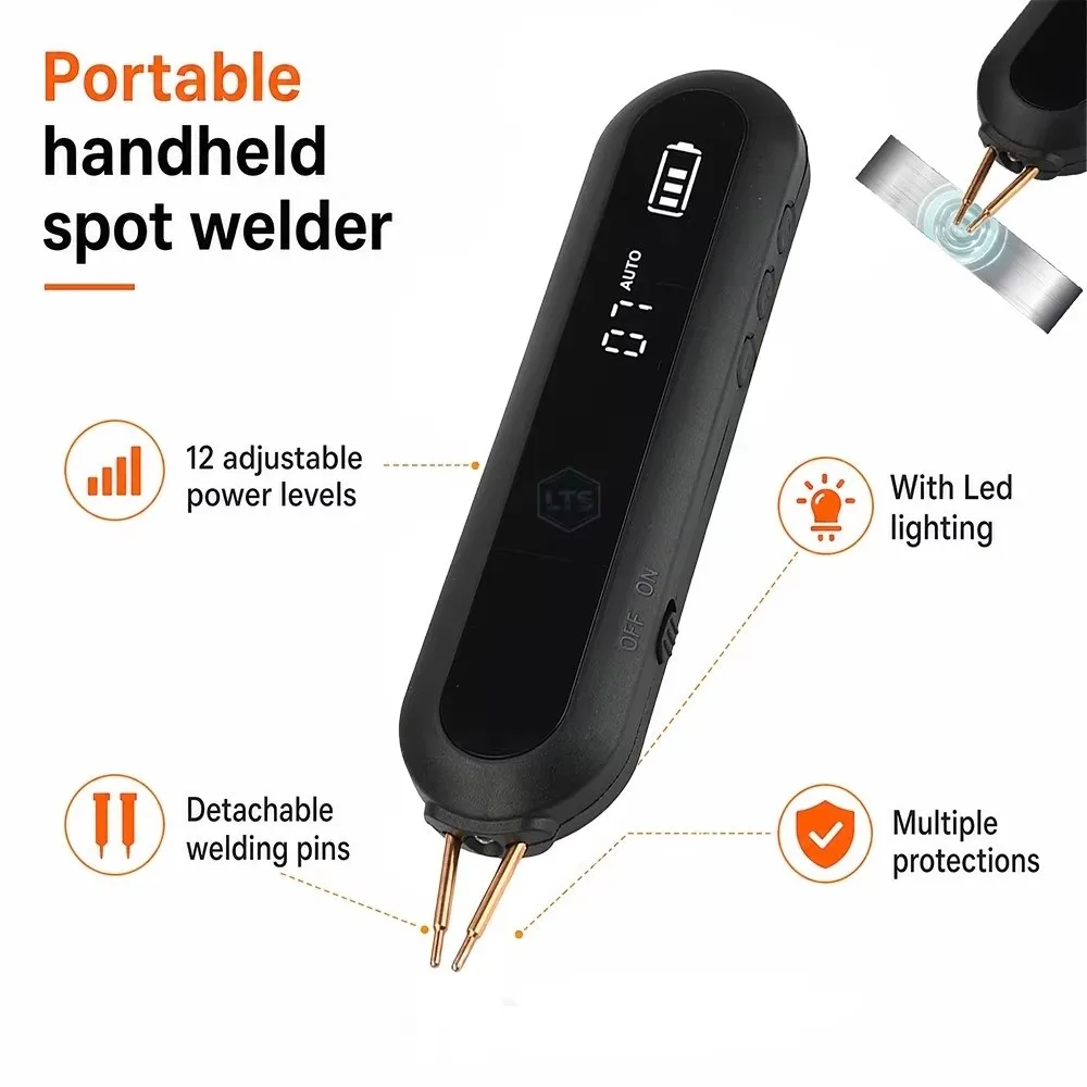 Handheld Spot Welder 12 Gears Rechargeable Spot Welding Machine Automatic Trigger Digital Display Mini Battery Welder