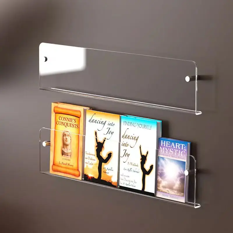 Transparent Acrylic Magazine Display Rack Books Illustrated Books Wall Bookshelf Perforated Children'S Book Storage Racks